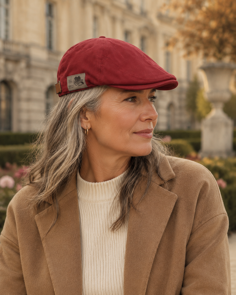 Femme élégante portant la casquette profil bas Kyawu rouge