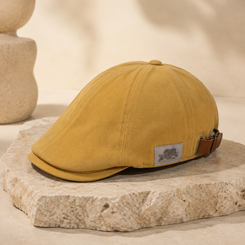 Casquette profil bas Kyawu jaune moutarde en studio